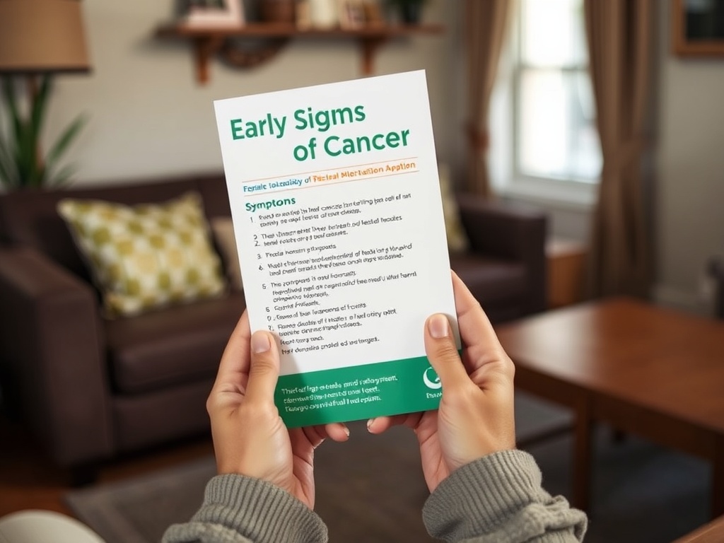 Ранние признаки рака: список симптомов и рекомендаций. Информация на листовке в руках человека.